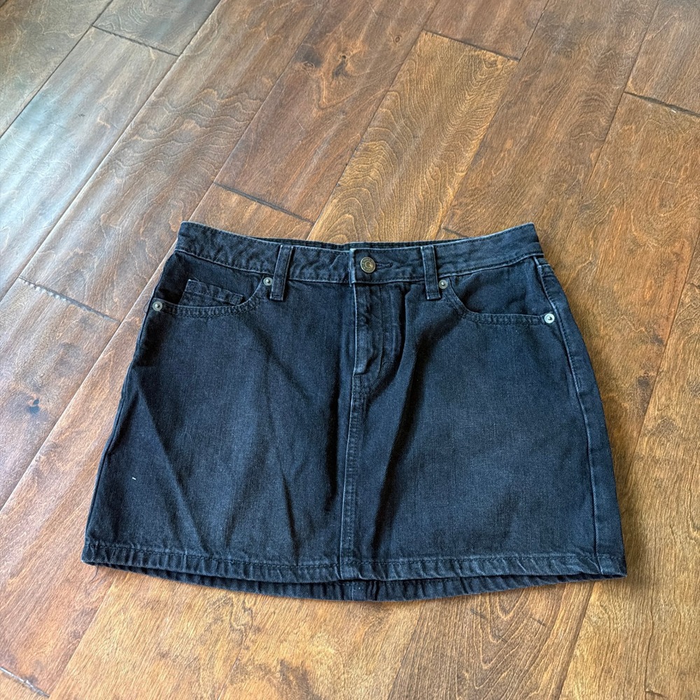 Wild Fable Black Denim Mini Skirt Womens Size 2 Jean Skirt Grunge Goth Punk
